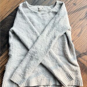 J. Crew Gray Crew Neck Sweater with Textured Knit
